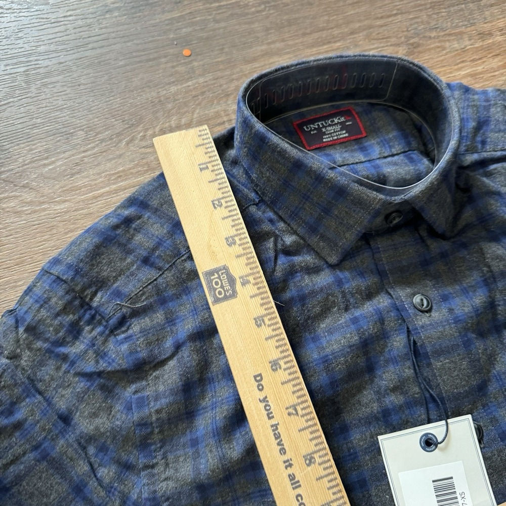 NWT‎ UNTUCKit Macari Flannel Style Mens Long Sleeve Button Up Shirt Size XS Slim - Picture 8 of 11